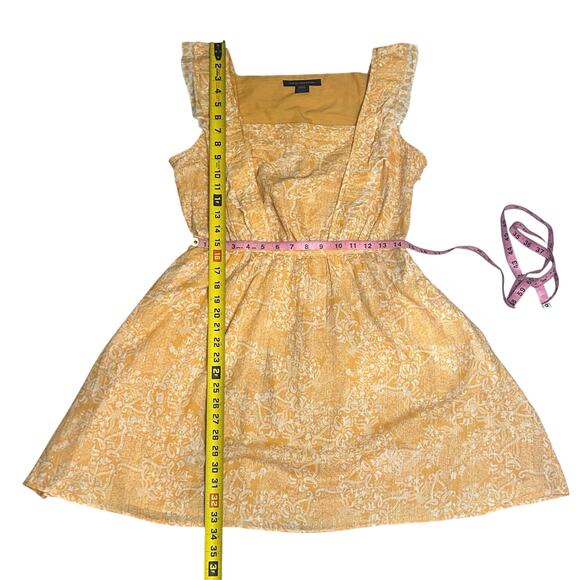 French Connection Orange Floral Square Neck Mini Dress Size 10 Ruffle Strap - Picture 5 of 16